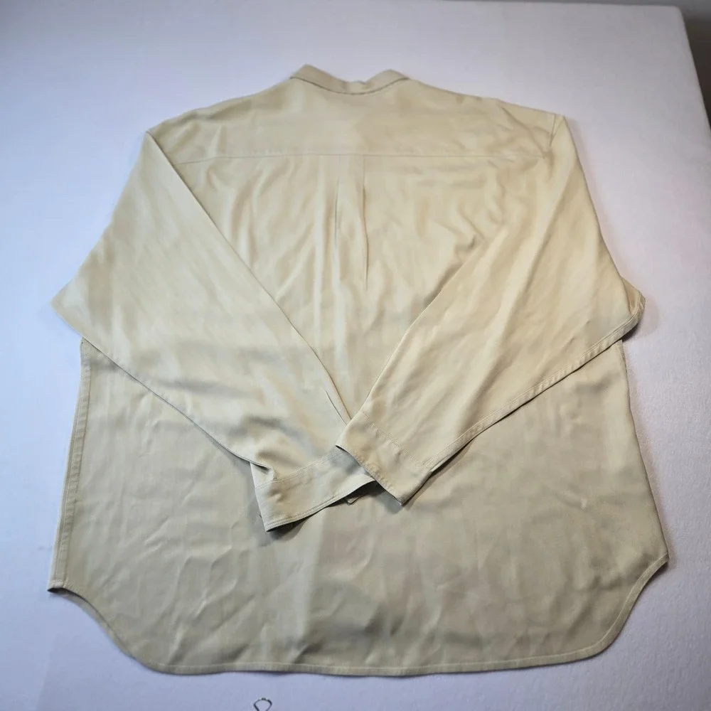 Tommy Bahama Silk Button Down Shirt Mens XXL Beige Excellent Herringbone L/S